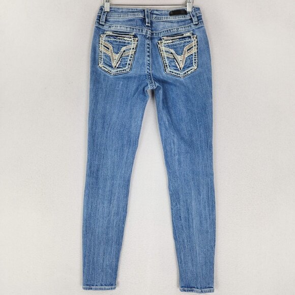 Vigoss Jeans Womens 4 Blue Skinny Leg Medium Wash Mid Rise Ankle Casual Denim - Picture 7 of 12